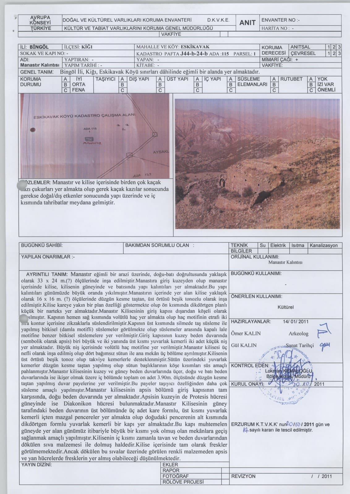 Kiğı Eskikavak Manastır Kalıntısı